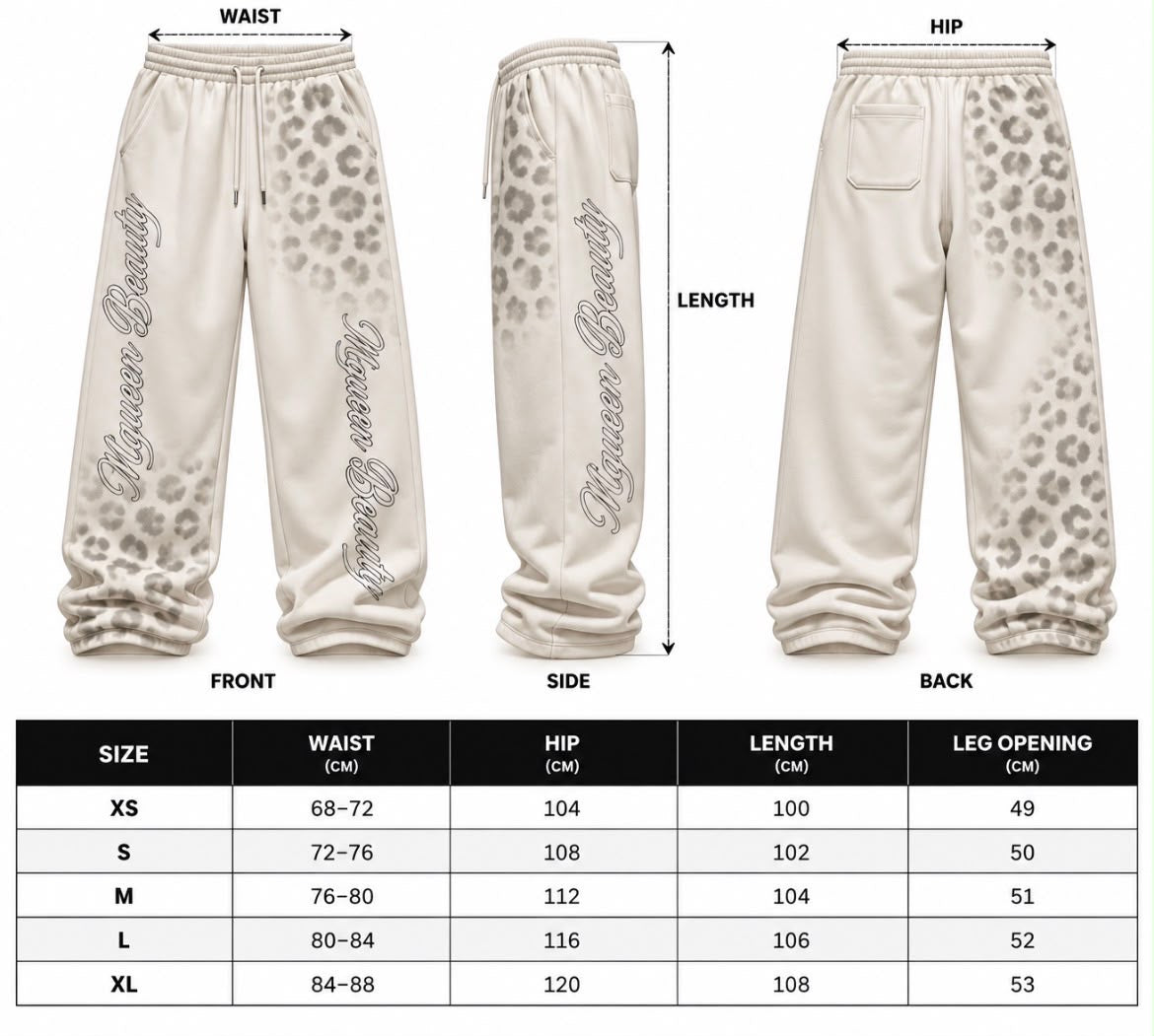 WHITE SNOW LEOPARD SWEATPANTS