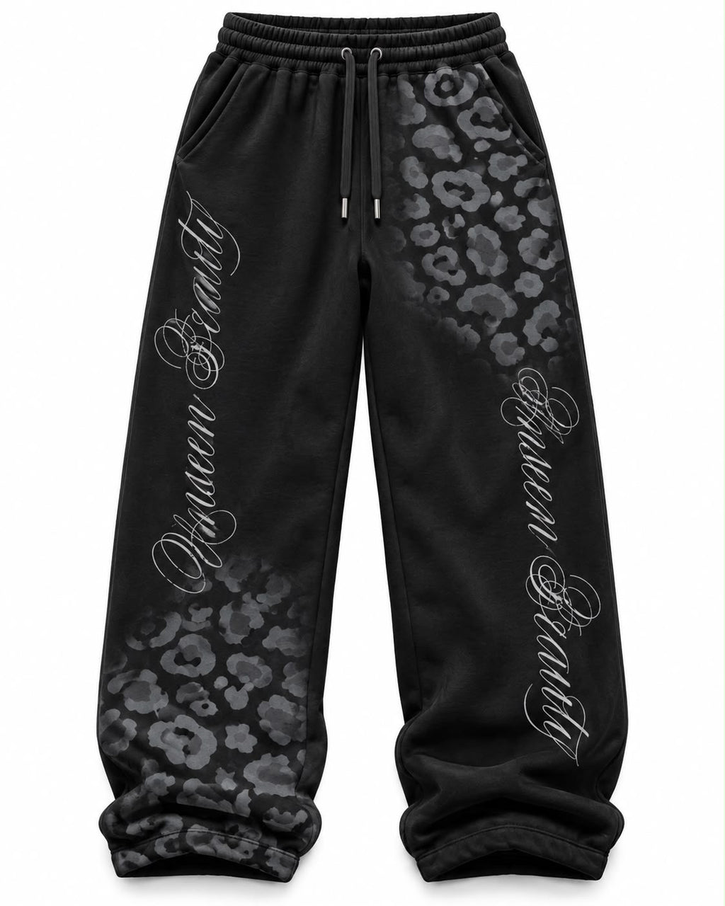 BLACK SNOW LEOPARD SWEATPANTS