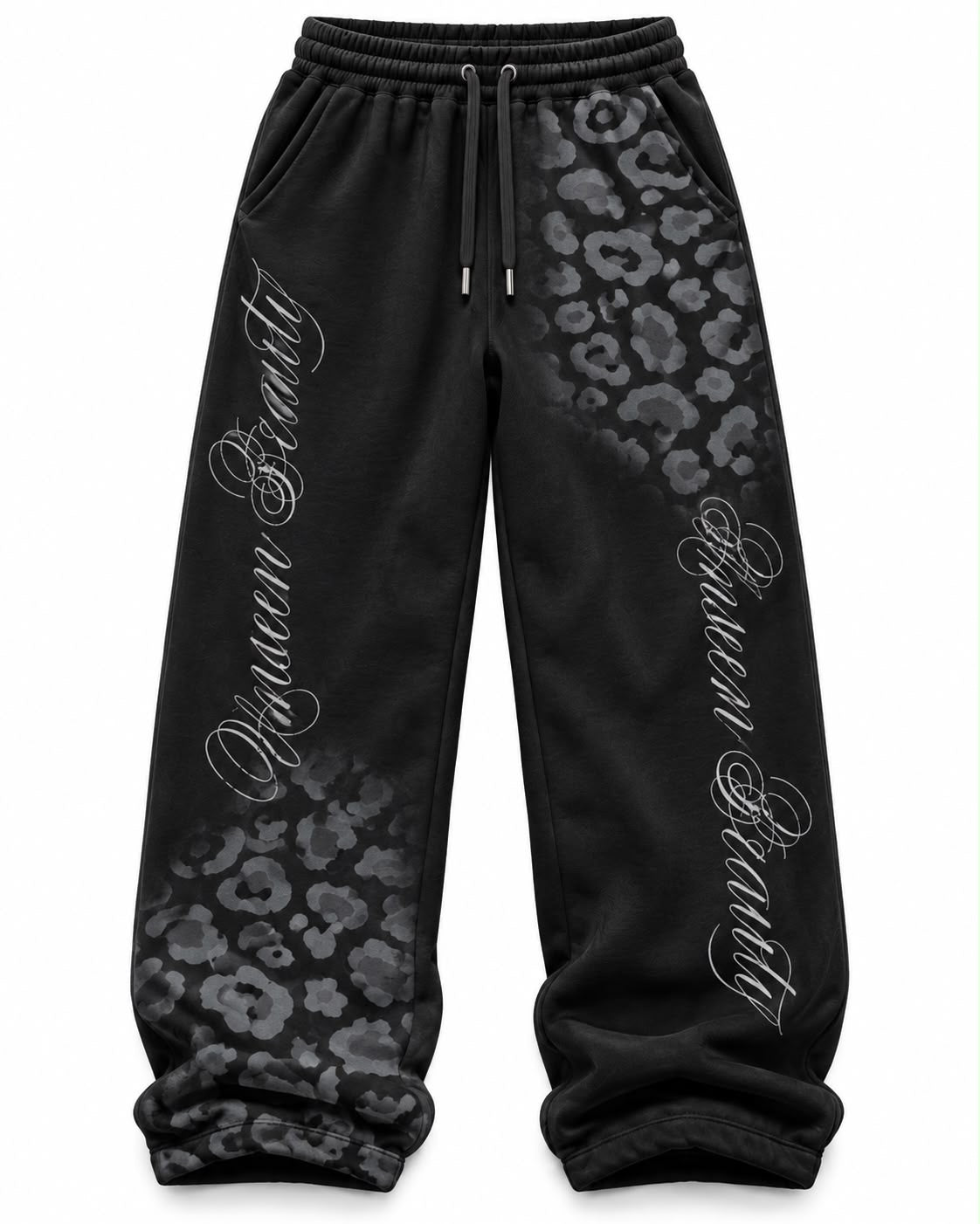 BLACK SNOW LEOPARD SWEATPANTS