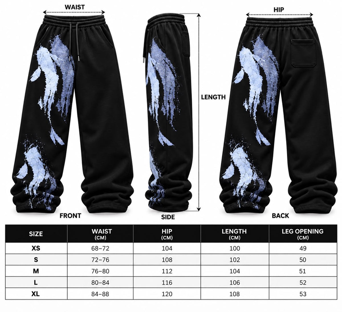 BLACK KOI FISH SWEATPANTS