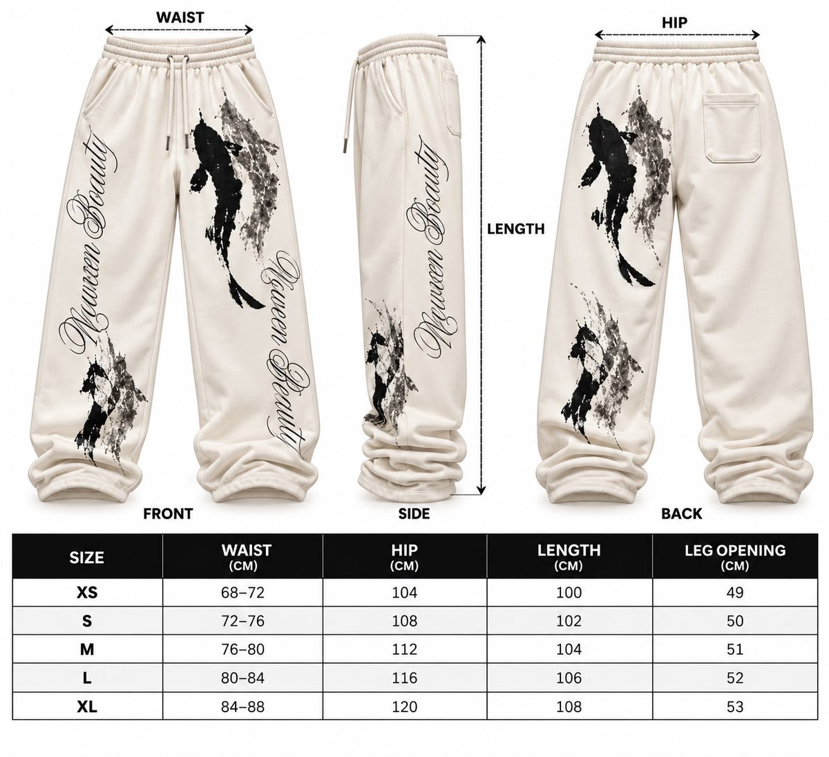 WHITE KOI FISH SWEATPANTS