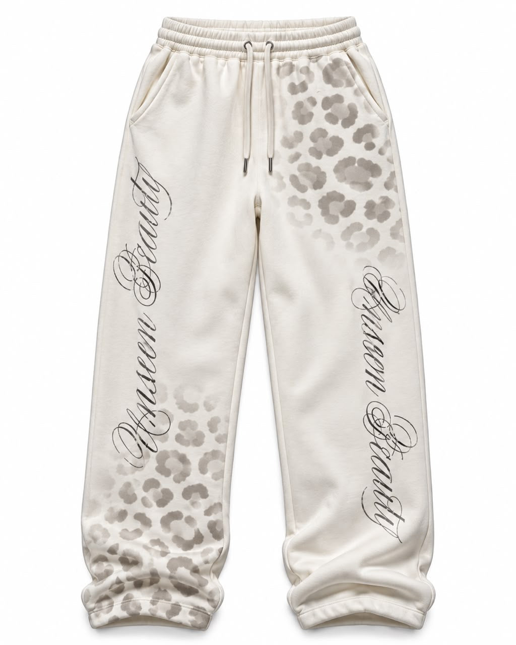 WHITE SNOW LEOPARD SWEATPANTS